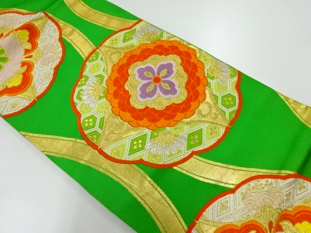 アンティーク　華紋模様織出し袋帯（材料）